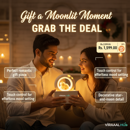 Moon LED Night Lamp with 3 Brightness Modes & Touch Control