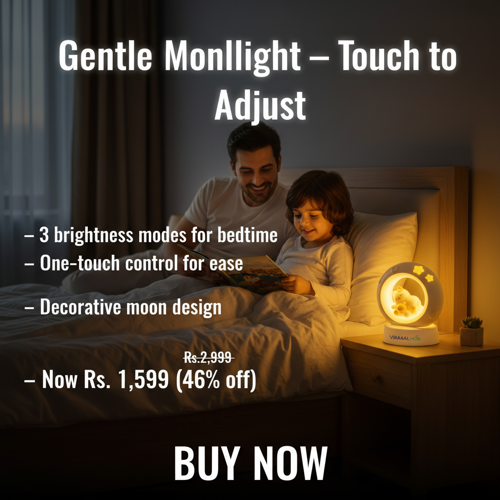 Moon LED Night Lamp with 3 Brightness Modes & Touch Control